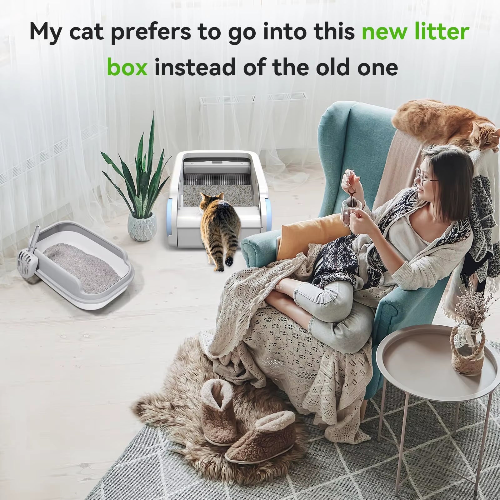 Open Smart Cat Litter Box Automatic Self Cleaning,Remote Control via App