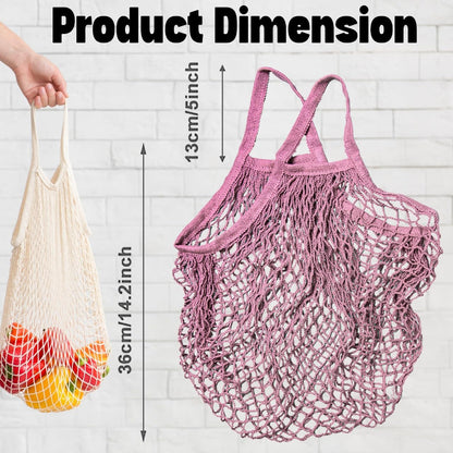 Grocery Mesh Bags 3 Pack Portable Reusable Washable, Organic Cotton String Shopp