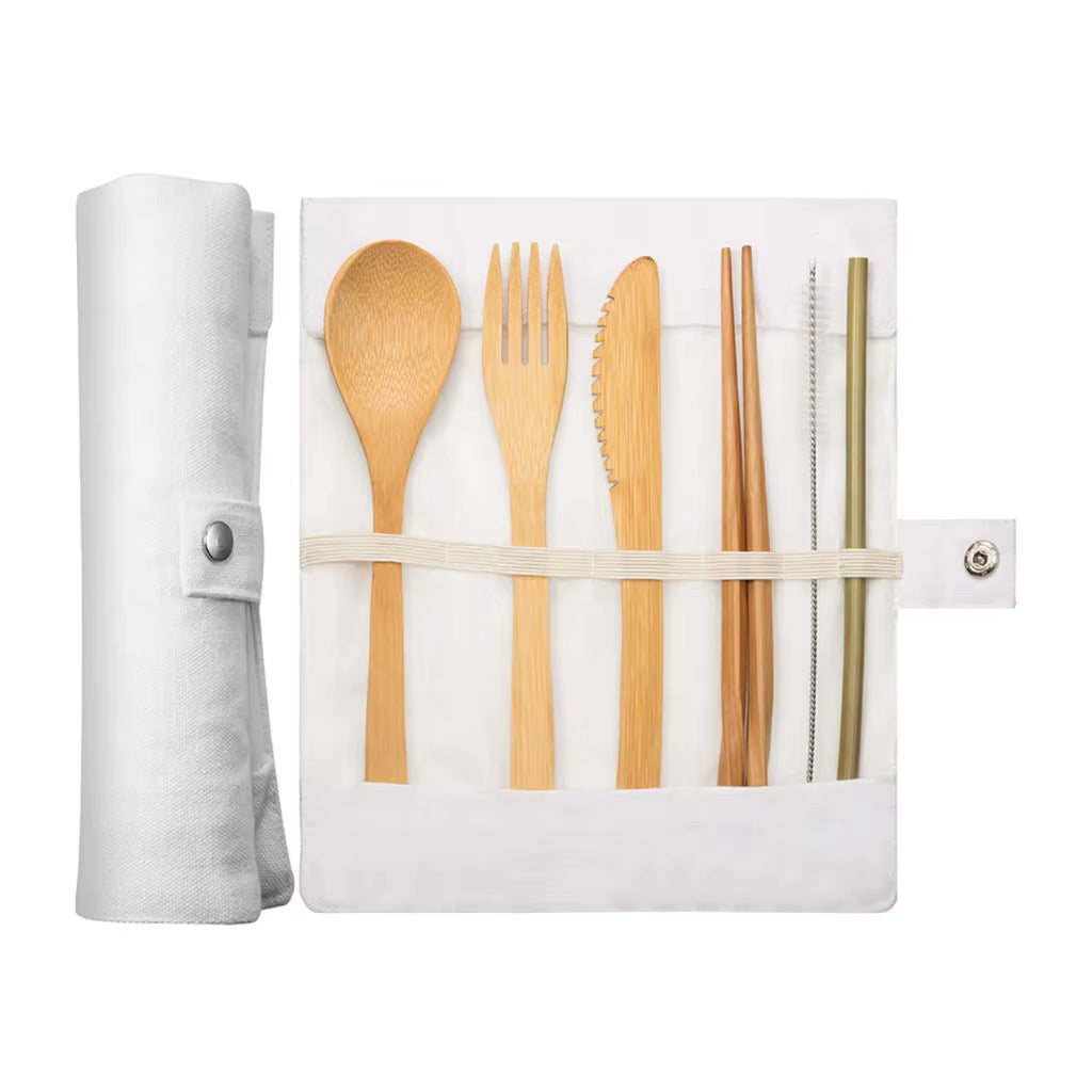 Bamboo Travel Tableware Reusable Bamboo Cutlery Set Wooden Dinnerware
