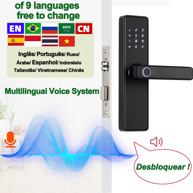 9-Language Biometric Fingerprint Door Lock Electronic Door Lock - EditWell