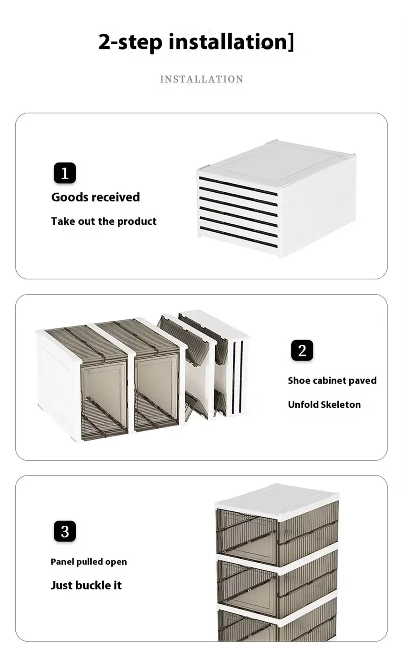 Dustproof 6 Layers Foldable Shoes Box Stackable Transparent Organizers