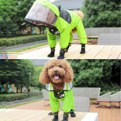 Pet Dog Raincoat Transparent Hooded Jumpsuit Dogs Waterproof Coat 
