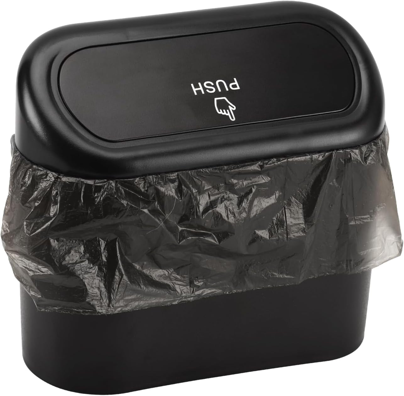 Car Trash Can with Lid, Mini Auto Dustbin Garbage Organizer with 30 Pcs Plastic Trash Bag
