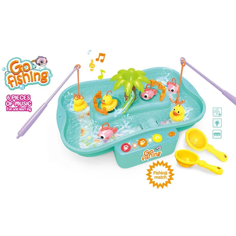 Electric Fishing Toy Set with Music and Lights - Water Play Game for Children