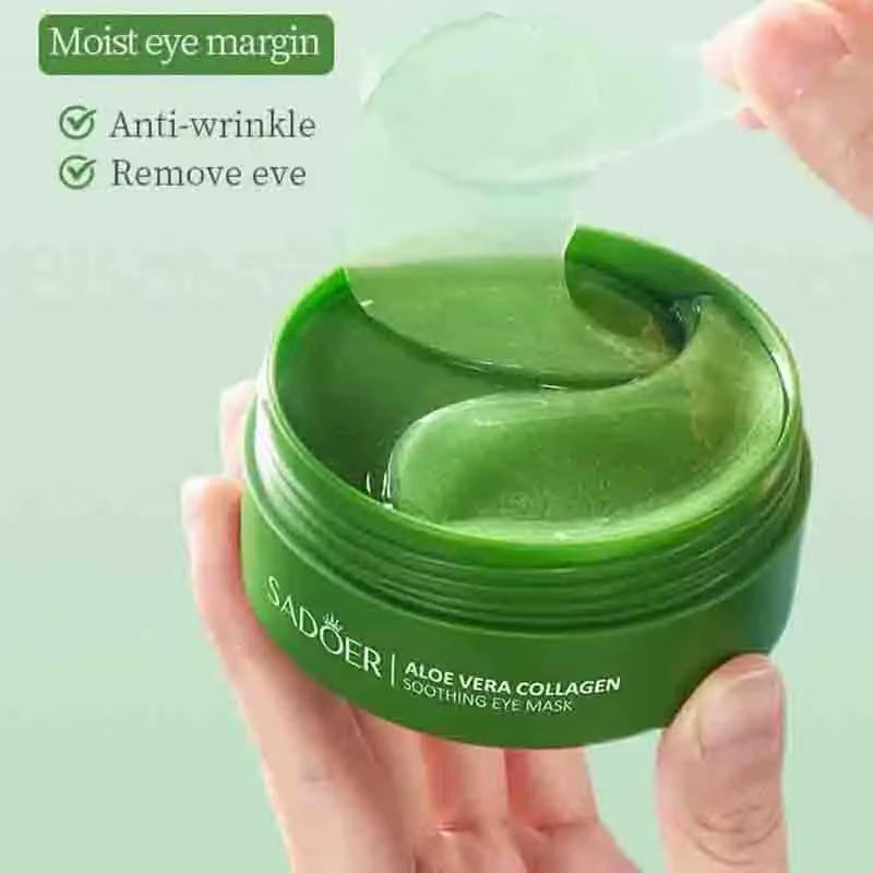 60Pcs Aloe Vera Collagen Eye Mask anti Dark Circles Removal Eyes Bags Moisturizing