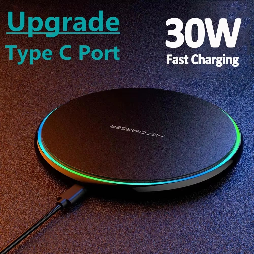 30W Wireless Charger for Iphone 15 14 13 12 X Pro Max Induction Fast Charging Pad