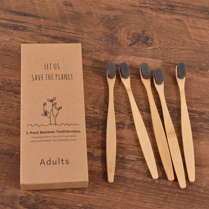 5Pcs Ultra Fine Soft Toothbrush Million Bristle Adults Bamboo Toothbrush Vegan Teeth Deep Cleaning Dental Oral Care Tooth Brush