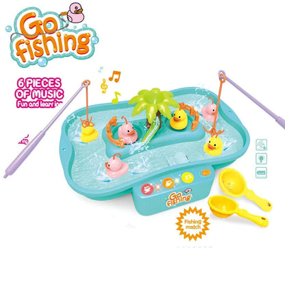 Electric Fishing Toy Set with Music and Lights - Water Play Game for Children