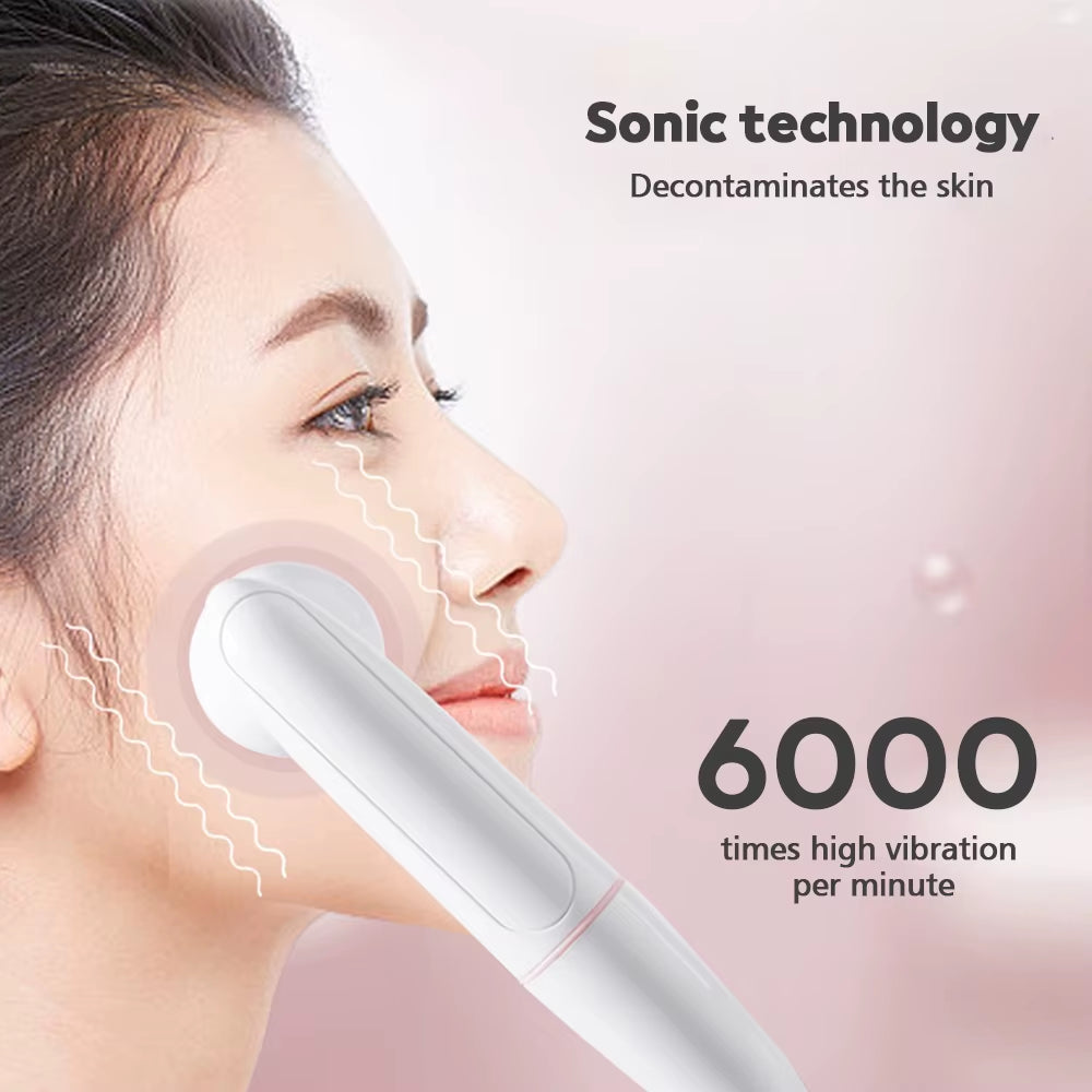 Electric Facial Cleanser Battery Powered Waterproof Vibrating Face Cleaning Brush Massaging Device