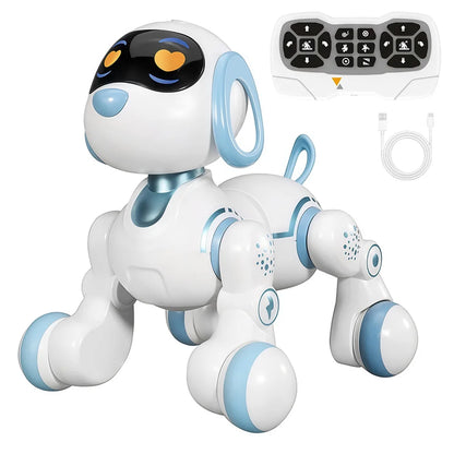 Smart Interactive Robotic Dog Simulated Walking Sound Light Music Electronic Voice Command Programmable RC Stunt Dog Kids Toy