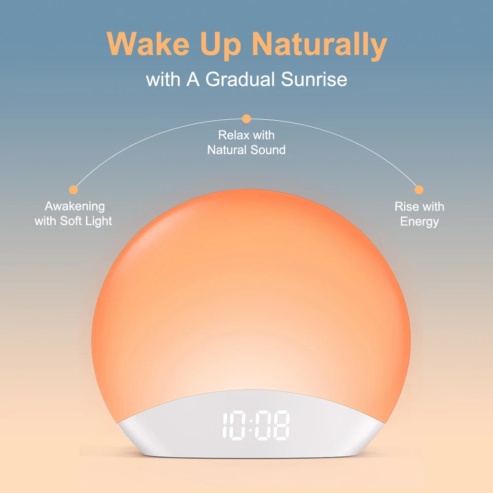 Awakening Sunrise Alarm Clock Table Clock Dimmable Timer Night Light - EditWell