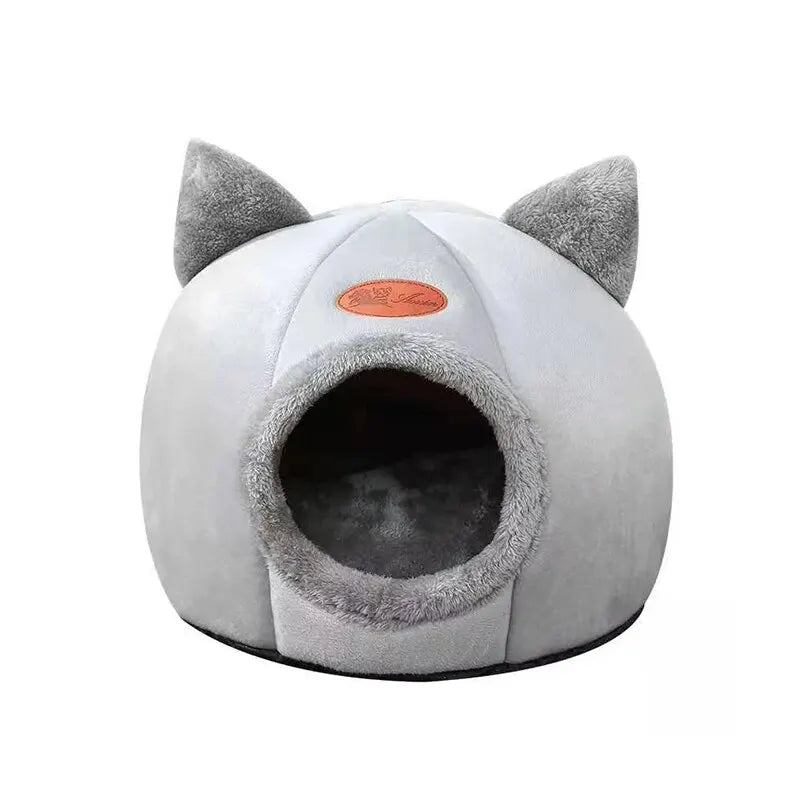 Cat Head Shape Cute and Comfortable Warm Cat House Safe Sleep Cave - EditWell