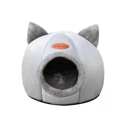 Cat Head Shape Cute and Comfortable Warm Cat House Safe Sleep Cave - EditWell