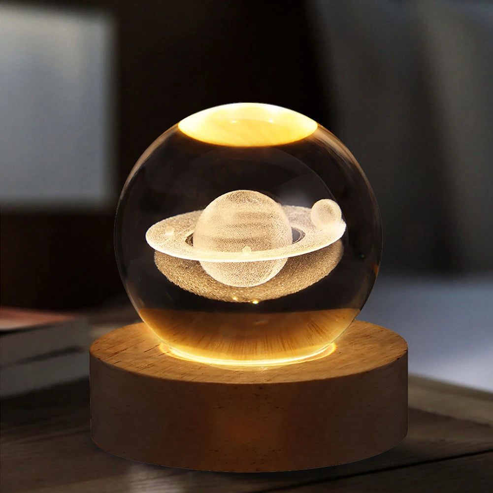 Crystal Ball Night Lights Glowing Planet Galaxy Astronaut 3D Moon Table Lamp USB Atmosphere Lamp Tabletop Decorations Kid Gifts - EditWell