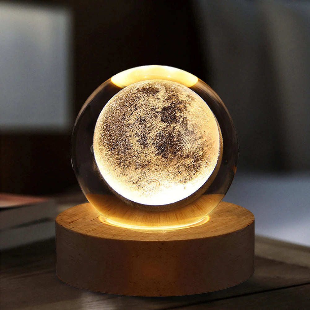 Crystal Ball Night Lights Glowing Planet Galaxy Astronaut 3D Moon Table Lamp USB Atmosphere Lamp Tabletop Decorations Kid Gifts - EditWell
