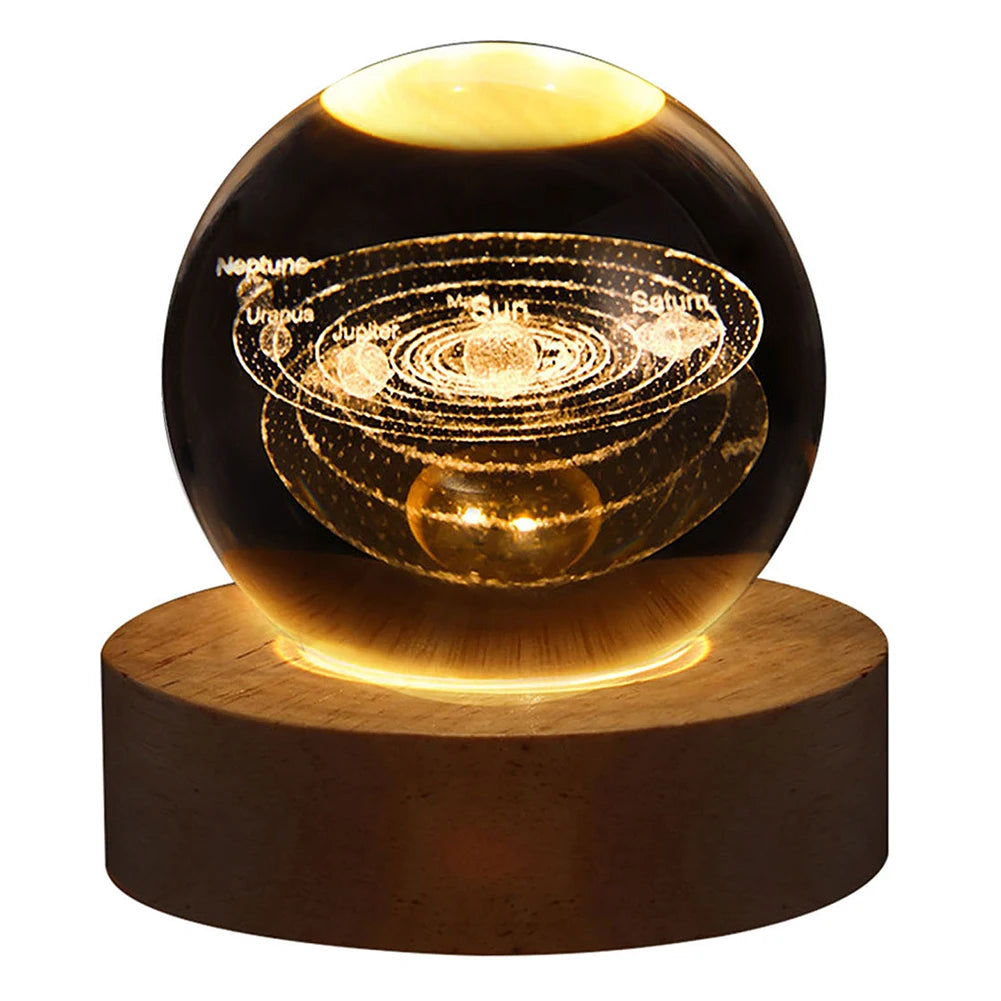 Crystal Ball Night Lights Glowing Planet Galaxy Astronaut 3D Moon Table Lamp USB Atmosphere Lamp Tabletop Decorations Kid Gifts - EditWell