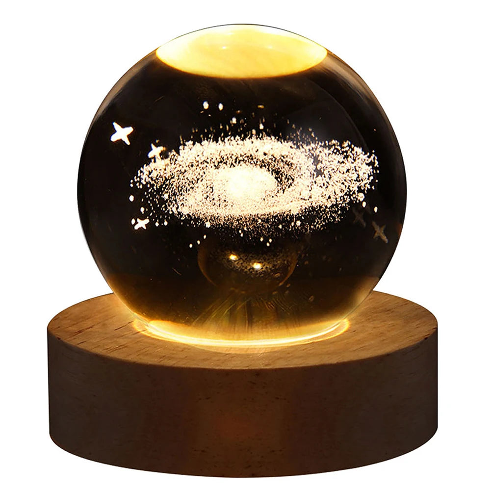 Crystal Ball Night Lights Glowing Planet Galaxy Astronaut 3D Moon Table Lamp USB Atmosphere Lamp Tabletop Decorations Kid Gifts - EditWell