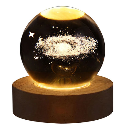 Crystal Ball Night Lights Glowing Planet Galaxy Astronaut 3D Moon Table Lamp USB Atmosphere Lamp Tabletop Decorations Kid Gifts - EditWell