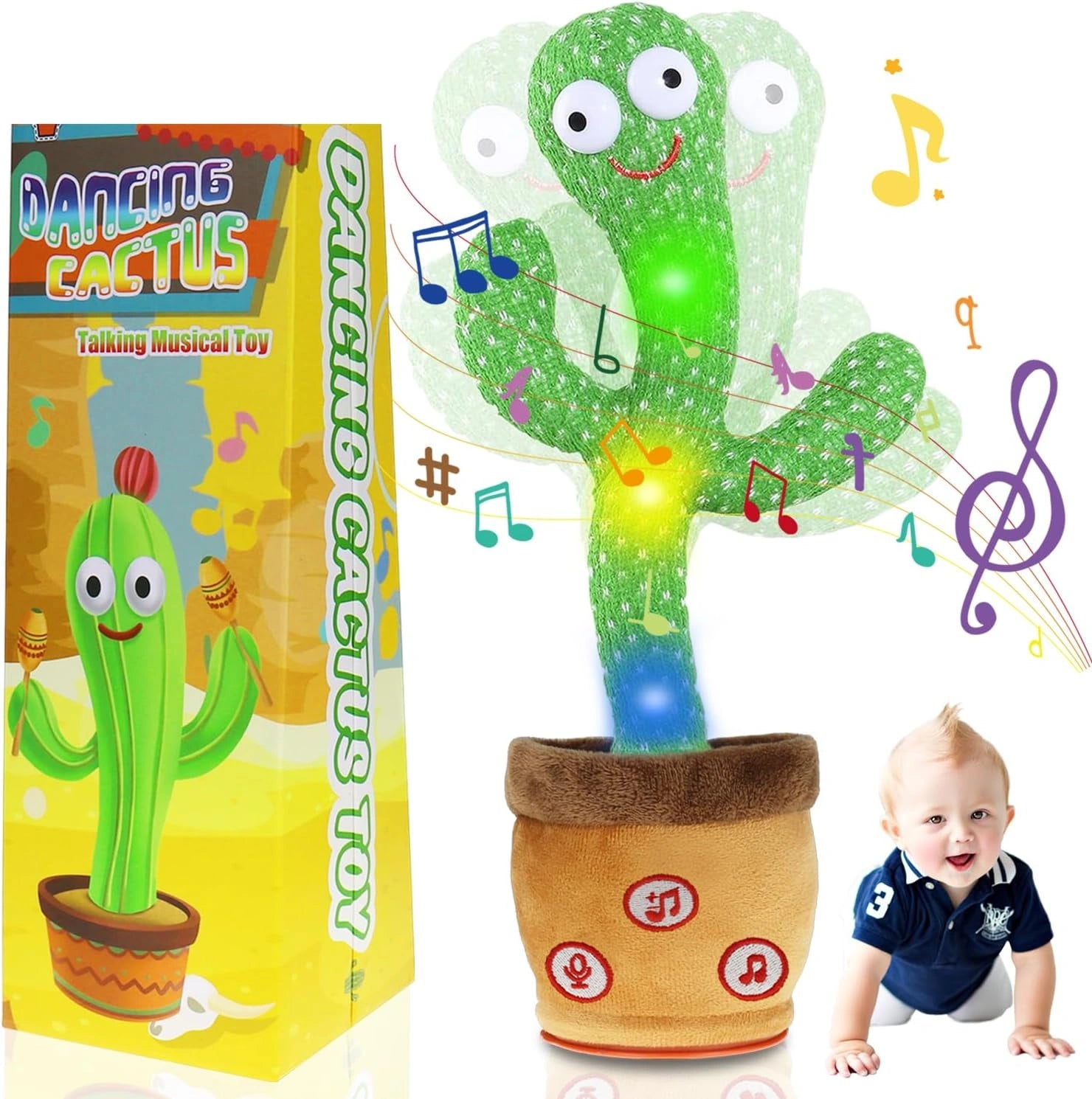 Dancing Cactus Toy — Talks, Sings & Repeats | 120 Songs Musical Plush Speaker | Best Kids Gift - EditWell