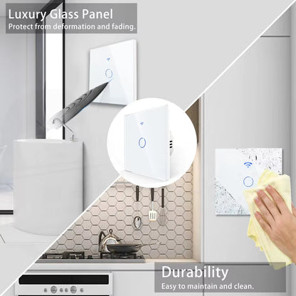 EU Wifi Smart Light Switches Touch Switch RF433 No Neutral Wire Smart Home Life - EditWell