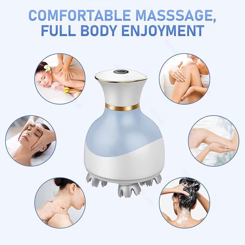 Electric Scalp Massager – 4 Heads, 5 Modes, Waterproof (IPX6) for Hair Growth & Stress Relief - EditWell