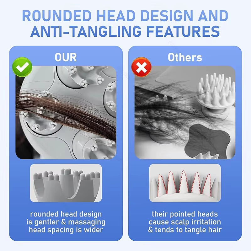 Electric Scalp Massager – 4 Heads, 5 Modes, Waterproof (IPX6) for Hair Growth & Stress Relief - EditWell
