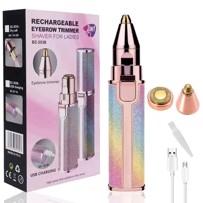 Eyebrow Trimmer Women'S Body Facial Lip Epilator Rechargeable Mini Shave Shaver
