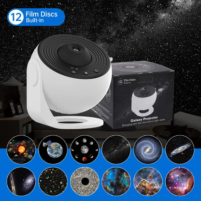 Galaxy Star Projector 12-in-1 Planetarium Lamp | 360° Rotating Night Light | HD Film Projection | Kids Bedroom Décor | Christmas Valentine's Day Gift - EditWell