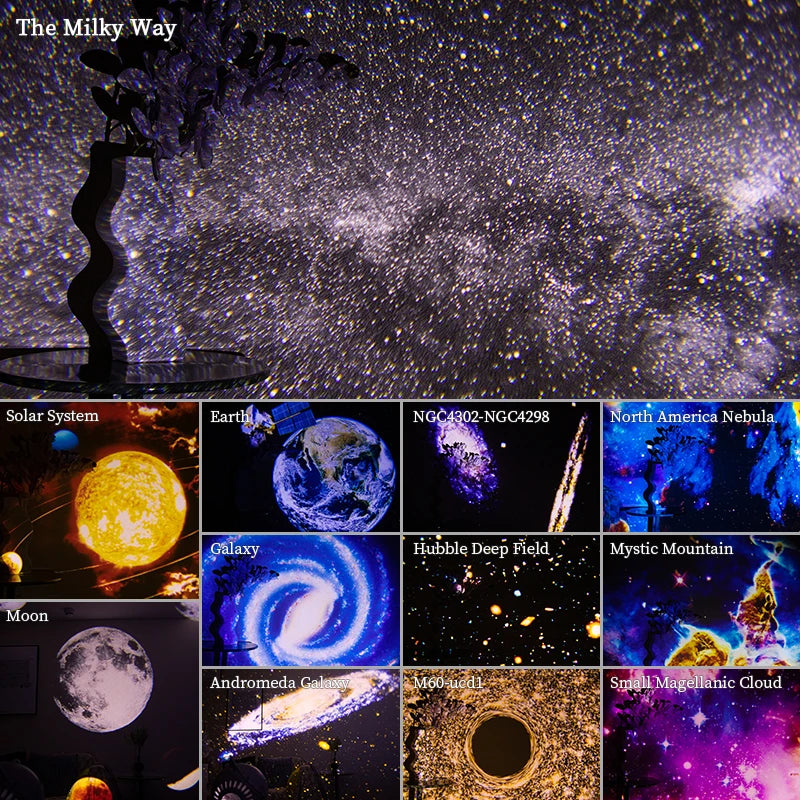 Galaxy Star Projector 12-in-1 Planetarium Lamp | 360° Rotating Night Light | HD Film Projection | Kids Bedroom Décor | Christmas Valentine's Day Gift - EditWell