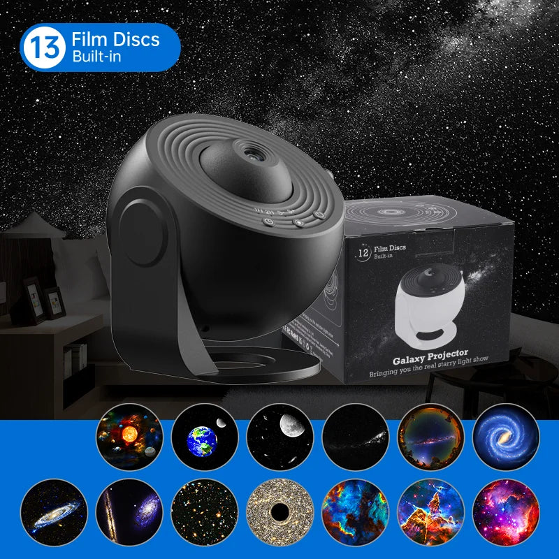 Galaxy Star Projector 12-in-1 Planetarium Lamp | 360° Rotating Night Light | HD Film Projection | Kids Bedroom Décor | Christmas Valentine's Day Gift - EditWell