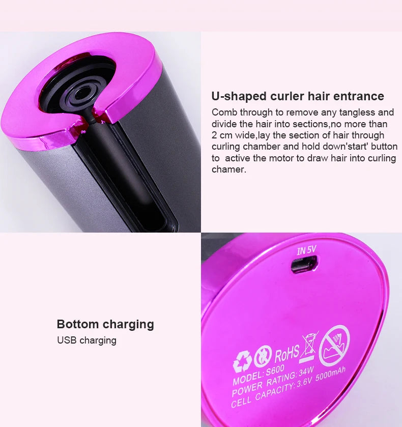 CurlEase Pro – Portable Wireless Automatic Hair Curler