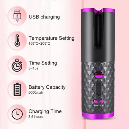 CurlEase Pro – Portable Wireless Automatic Hair Curler