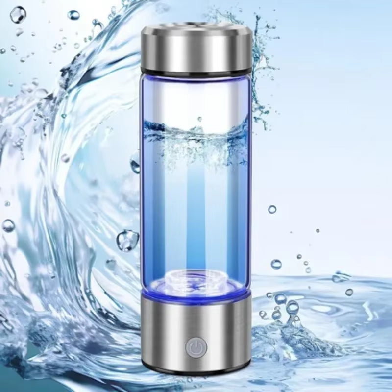 Hydrogen Water Generator Bottle | Titanium Platinum Electrolytic Cell | USB Rechargeable | BPA-Free Glass & Stainless Steel | Home, Office & Travel - EditWell