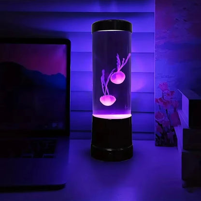 Jellyfish Lamp LED Night Light – 8 Colour RGB, Remote Control, USB-C Rechargeable - EditWell