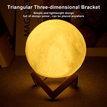 Moon Lamp LED Night Light 8cm | 3D Realistic Lunar Surface | Warm Glow | Wooden Stand | Battery Powered | Bedroom Décor | Kids & Astronomy Gift - EditWell