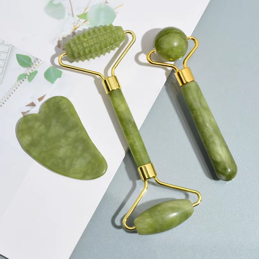 Natural Jade Roller Massager for Face Roller Facial Liftting Anti-Wrinkle Gua Sha Jade Stone Skin Care Tool - EditWell