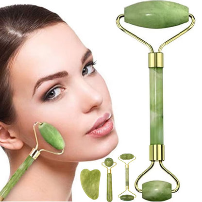 Natural Jade Roller Massager for Face Roller Facial Liftting Anti-Wrinkle Gua Sha Jade Stone Skin Care Tool - EditWell