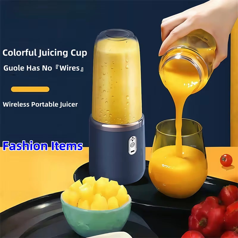 Portable Electric Juicer Cup 400ml | 6-Blade 22000RPM Motor | 1500mAh Rechargeable | Self-Cleaning | Wireless Smoothie Blender for Fruit Veg & Milkshakes - EditWell