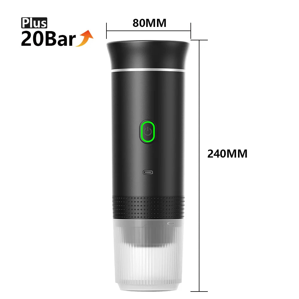 Portable Espresso Machine 3-in-1 | 20 Bar Pressure | USB-C Rechargeable | Compatible with Capsules & Ground Coffee | Car, Camping, Home & Travel - EditWell