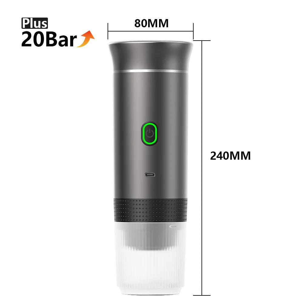 Portable Espresso Machine 3-in-1 | 20 Bar Pressure | USB-C Rechargeable | Compatible with Capsules & Ground Coffee | Car, Camping, Home & Travel - EditWell