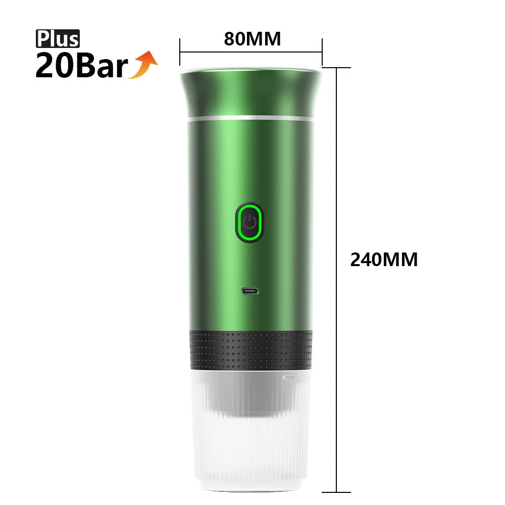 Portable Espresso Machine 3-in-1 | 20 Bar Pressure | USB-C Rechargeable | Compatible with Capsules & Ground Coffee | Car, Camping, Home & Travel - EditWell
