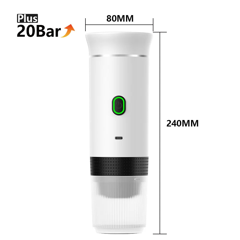 Portable Espresso Machine 3-in-1 | 20 Bar Pressure | USB-C Rechargeable | Compatible with Capsules & Ground Coffee | Car, Camping, Home & Travel - EditWell