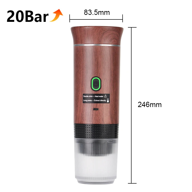 Portable Espresso Machine 3-in-1 | 20 Bar Pressure | USB-C Rechargeable | Compatible with Capsules & Ground Coffee | Car, Camping, Home & Travel - EditWell