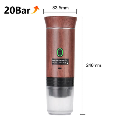 Portable Espresso Machine 3-in-1 | 20 Bar Pressure | USB-C Rechargeable | Compatible with Capsules & Ground Coffee | Car, Camping, Home & Travel - EditWell
