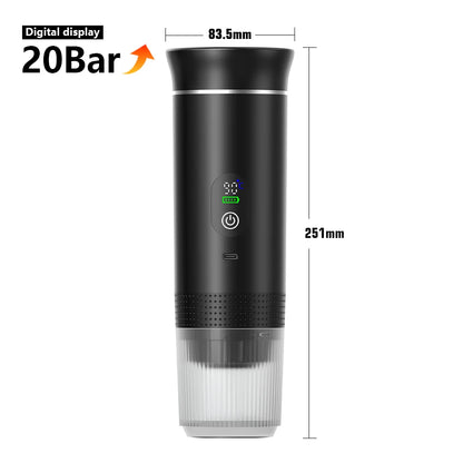 Portable Espresso Machine 3-in-1 | 20 Bar Pressure | USB-C Rechargeable | Compatible with Capsules & Ground Coffee | Car, Camping, Home & Travel - EditWell