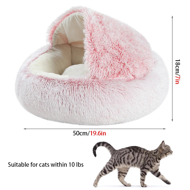 Premium Soft Plush Round Pet Bed with Removable Cover - 2-in-1 Sleeping Nest for Cats and Small Dogs - Ideal for Winter Comfort - EditWell