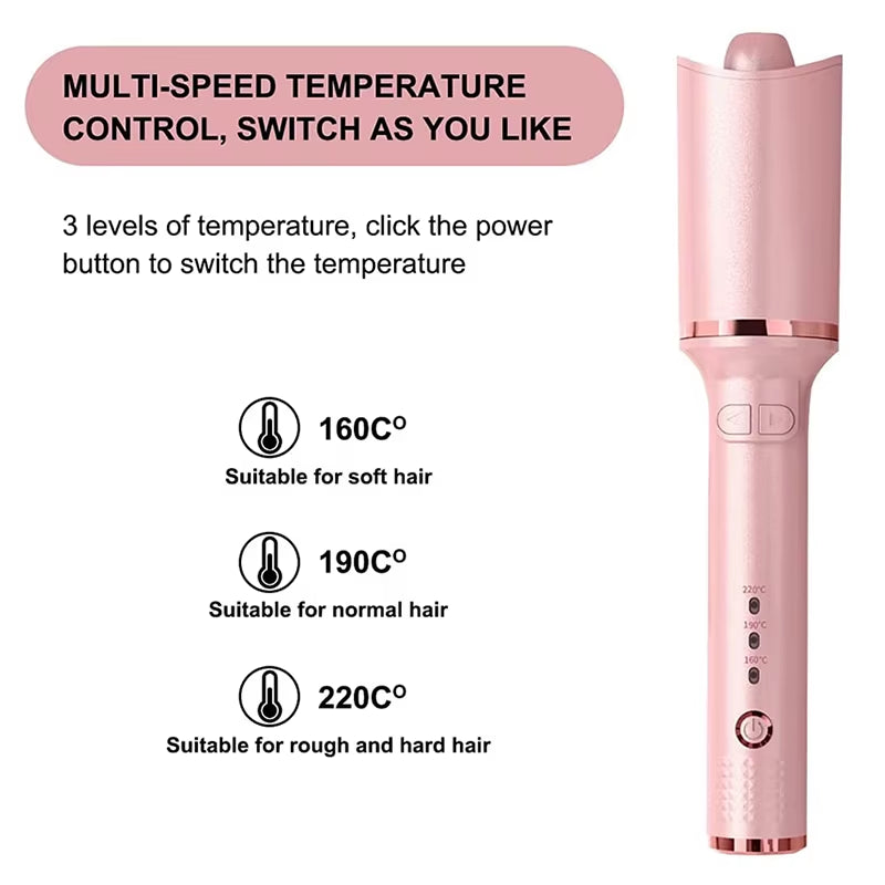 Professional Automatic Hair Curler | Ceramic Tourmaline Barrel | 160–220°C | 9s Auto Curl Timer | Left & Right Rotation | Anti-Burn | Salon Results at Home - EditWell