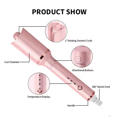 Professional Automatic Hair Curler | Ceramic Tourmaline Barrel | 160–220°C | 9s Auto Curl Timer | Left & Right Rotation | Anti-Burn | Salon Results at Home - EditWell