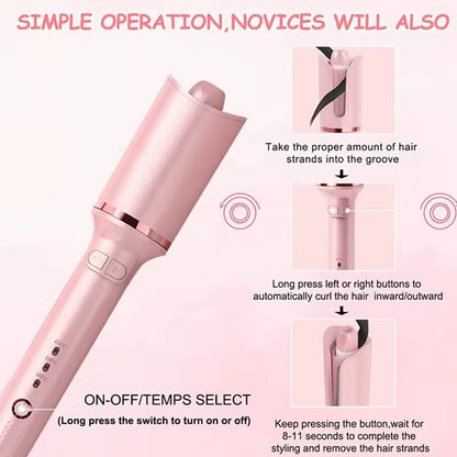 Professional Automatic Hair Curler | Ceramic Tourmaline Barrel | 160–220°C | 9s Auto Curl Timer | Left & Right Rotation | Anti-Burn | Salon Results at Home - EditWell