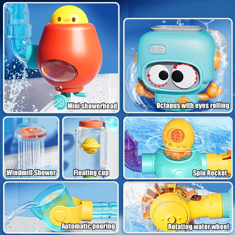 SplashSpin Tubes – Interactive Baby Bath Toy Set